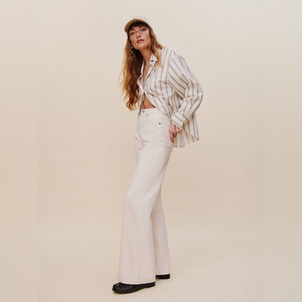 Reformation Cary High Rise Slouchy Wide Leg Jeans in Fior Di Latte (US 4/27)